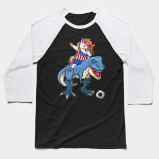 Dabbing Unicorn Dino T-Rex Flag Soccer Lovers Baseball T-Shirt